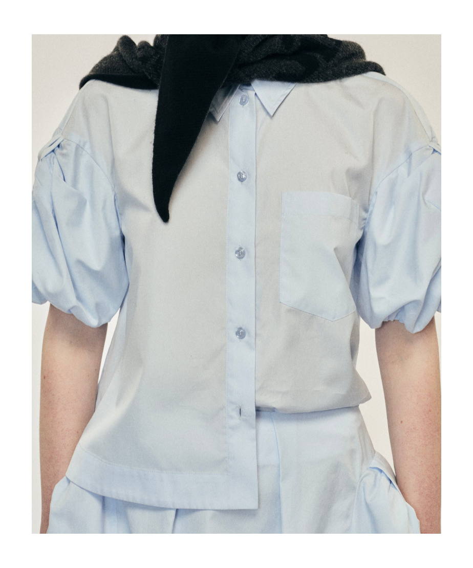 Simone Rocha Puffed-sleeve Pocket Shirt In Blue