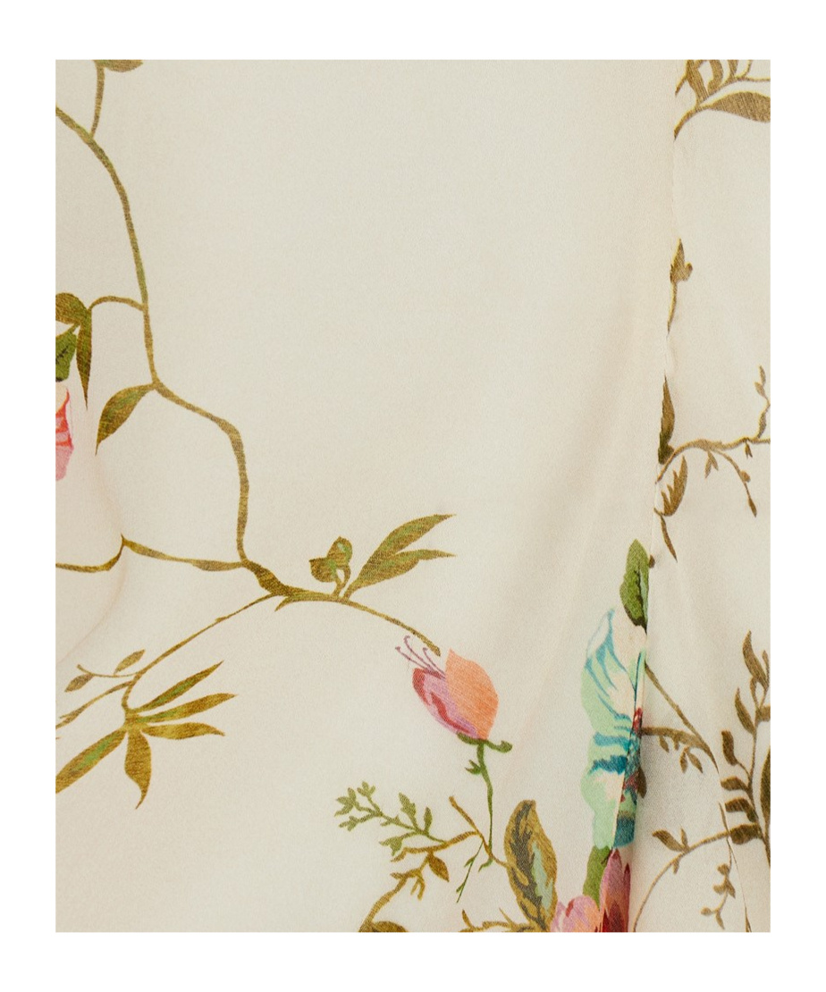 Semicouture Multicolor Top With V Neck And All-over Floral Print In Viscose Woman In White