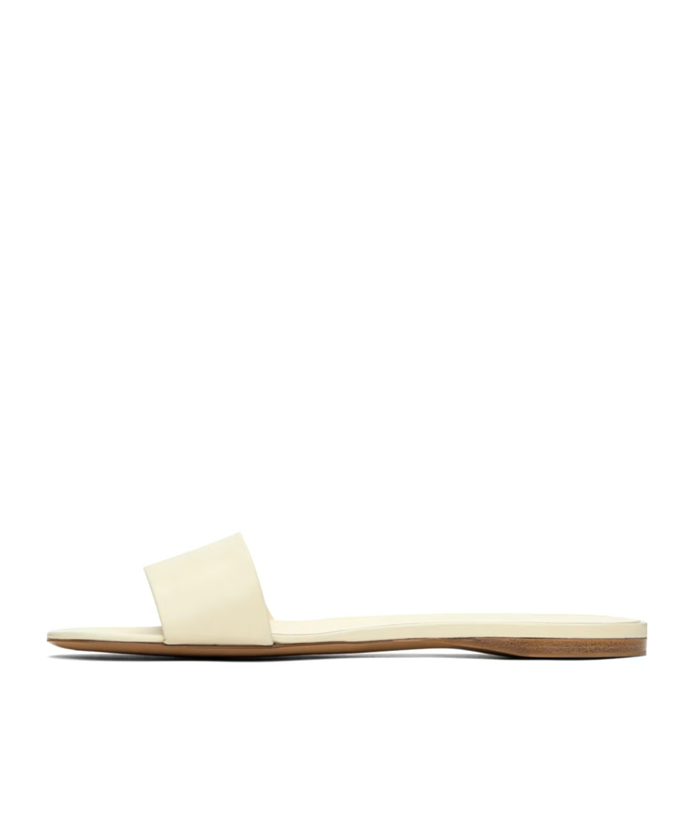 The Row Combo Leather Slides In Nude
