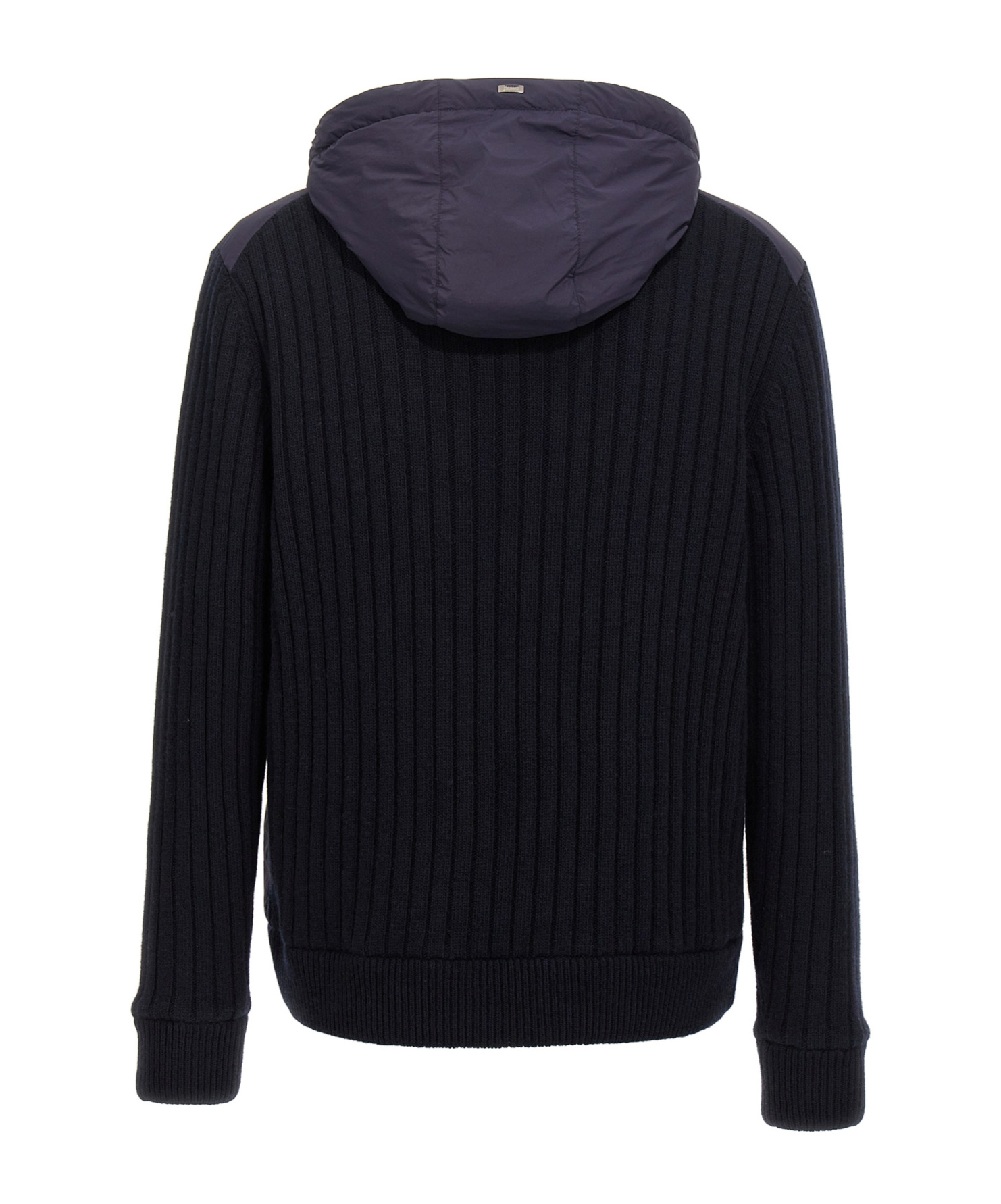 Herno Knitted-panels Hooded Jacket In Black