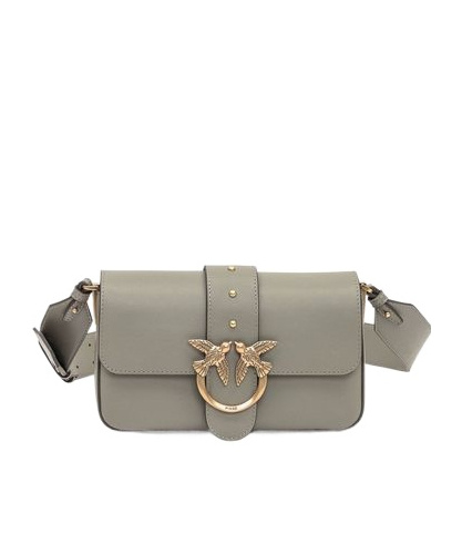 Pinko Mini Love Birds-detail Shoulder Bag In Gray