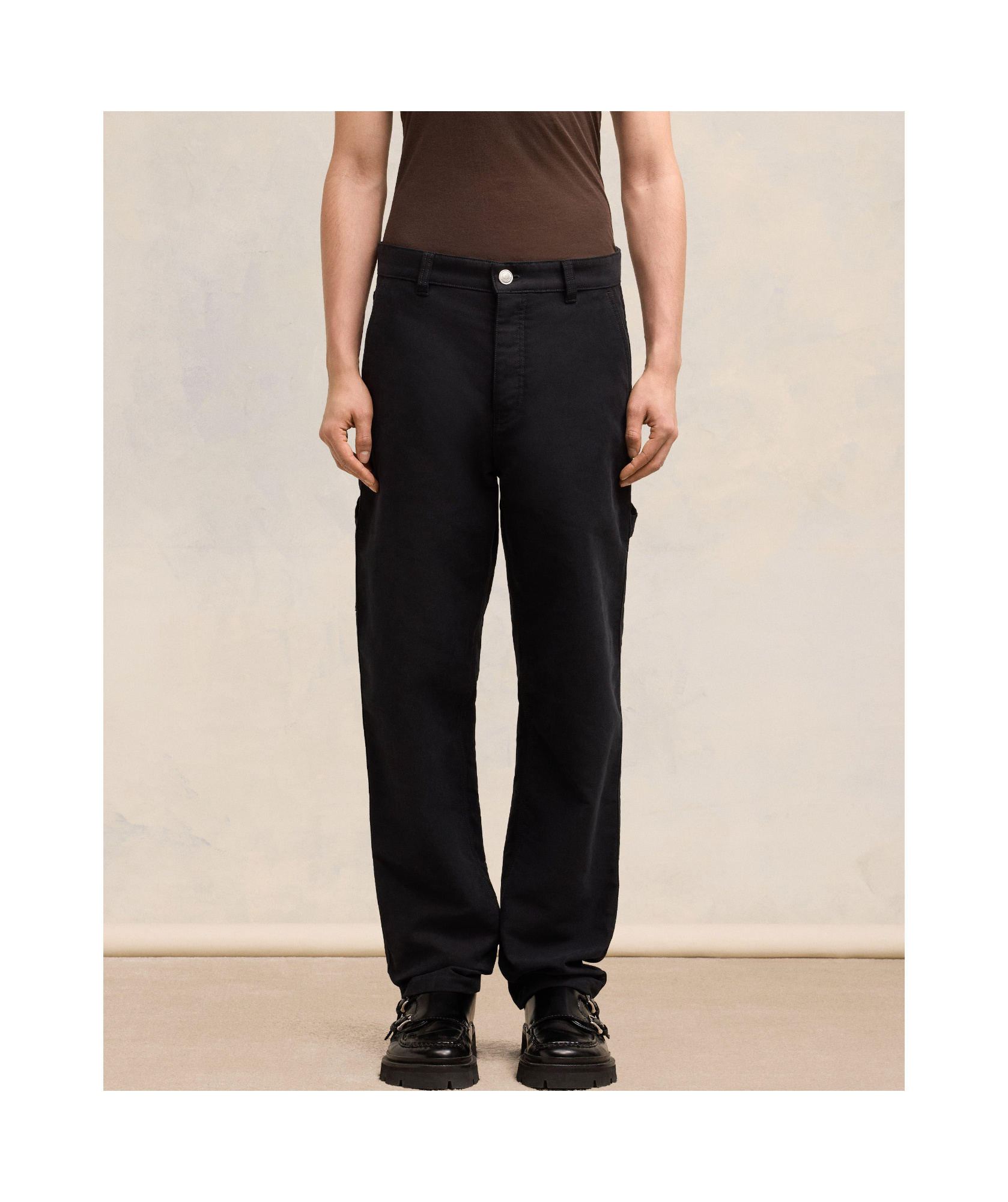 Shop Ami Alexandre Mattiussi Ami Logo-patch Worker Trousers In Black