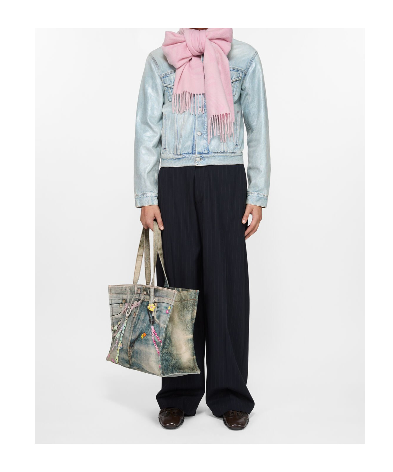 Shop Acne Studios Cashmere Jacquard Scarf In Pink