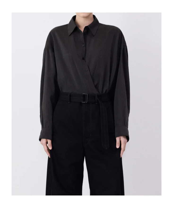Lemaire Straight Collar Twisted Shirt And Blouse Black In Black