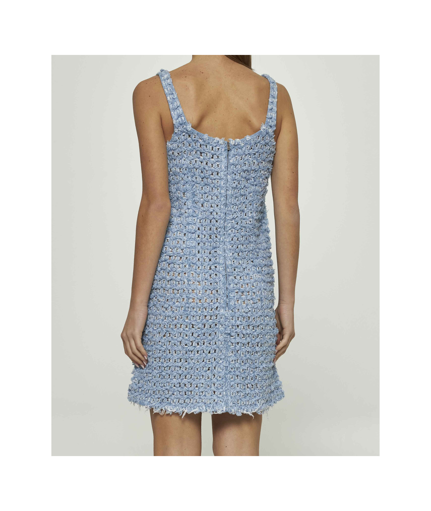 STELLA MCCARTNEY STELLA MCCARTNEY BOUCLÉ SLEEVELESS DENIM MINI DRESS