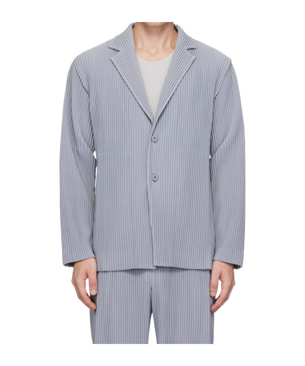 Issey Miyake Tailored Pleats Suit Coat In Gray