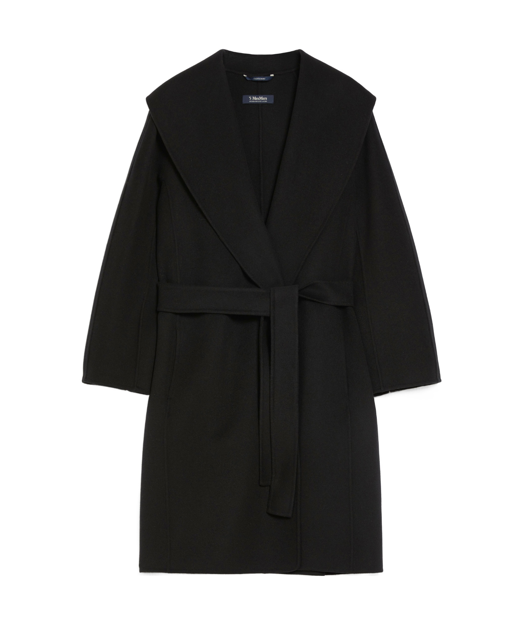 Max Mara Double-faced Wool Robe Coat In Black