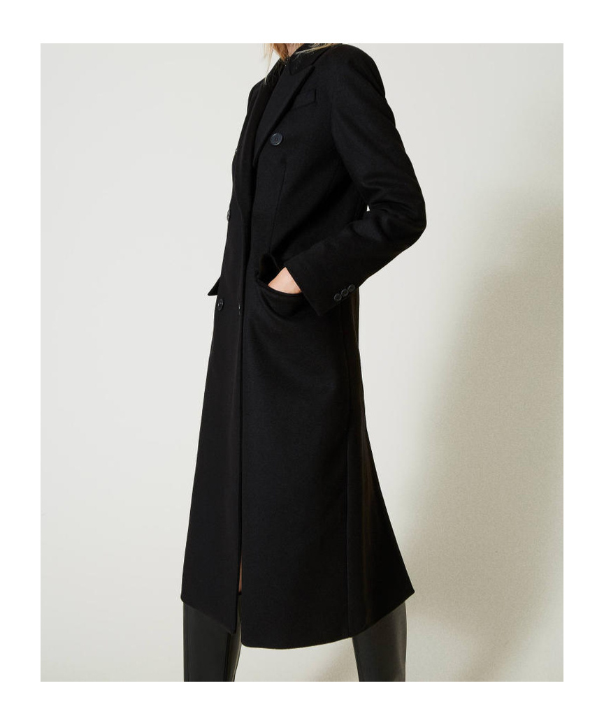 Twinset Double-breasted Coat In Black