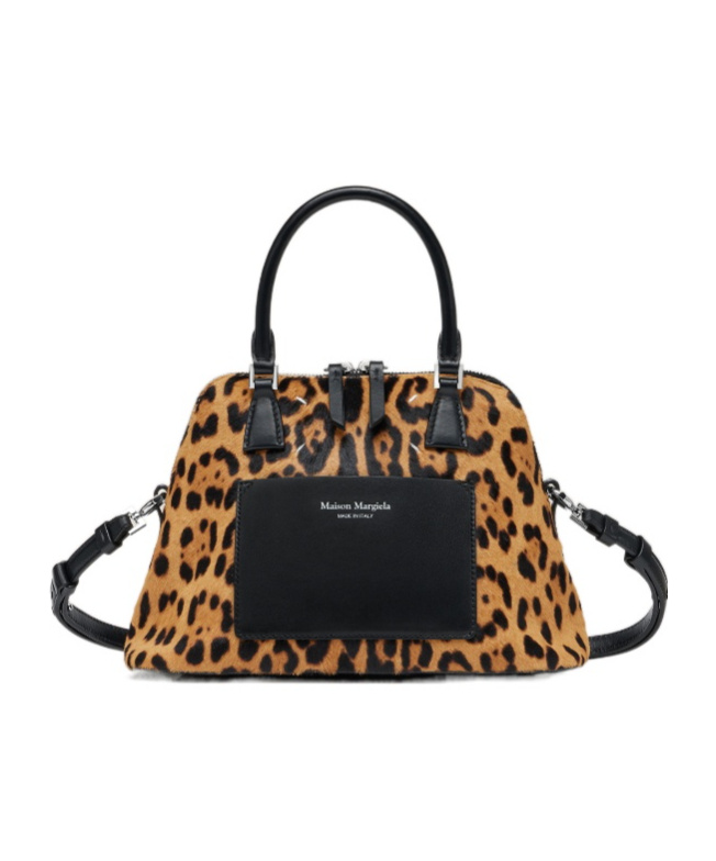 Maison Margiela 5ac Leopard Calf-hair Mini Bag In Brown