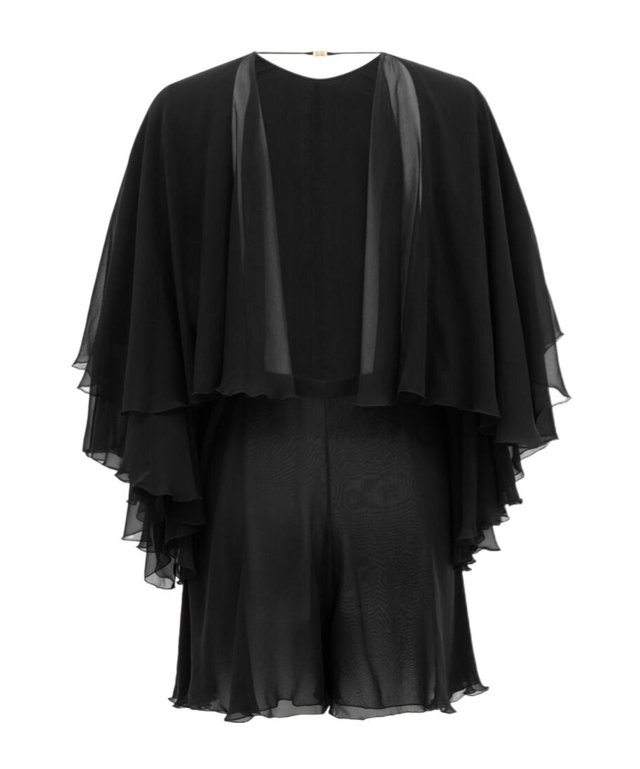 Saint Laurent Backless Romper In Silk Crepe Muslin In Black
