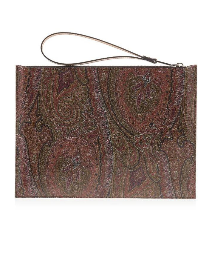 Etro Zippered Clutch In Brown