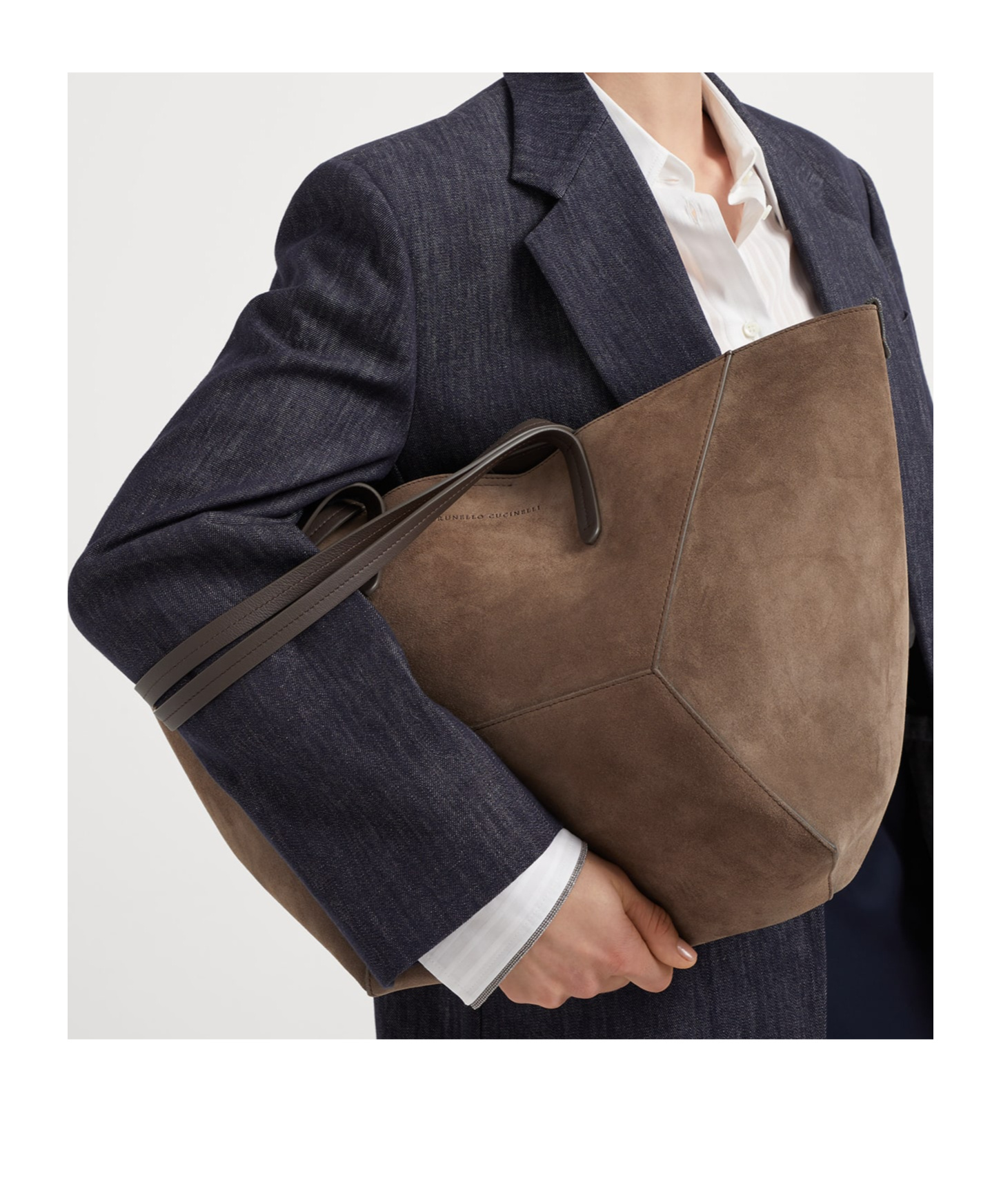 Brunello Cucinelli Softy Velour Suede Tote Bag In Brown