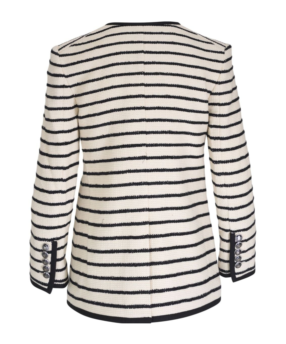 Veronica Beard Foster Striped Cotton-blend Tweed Jacket In White