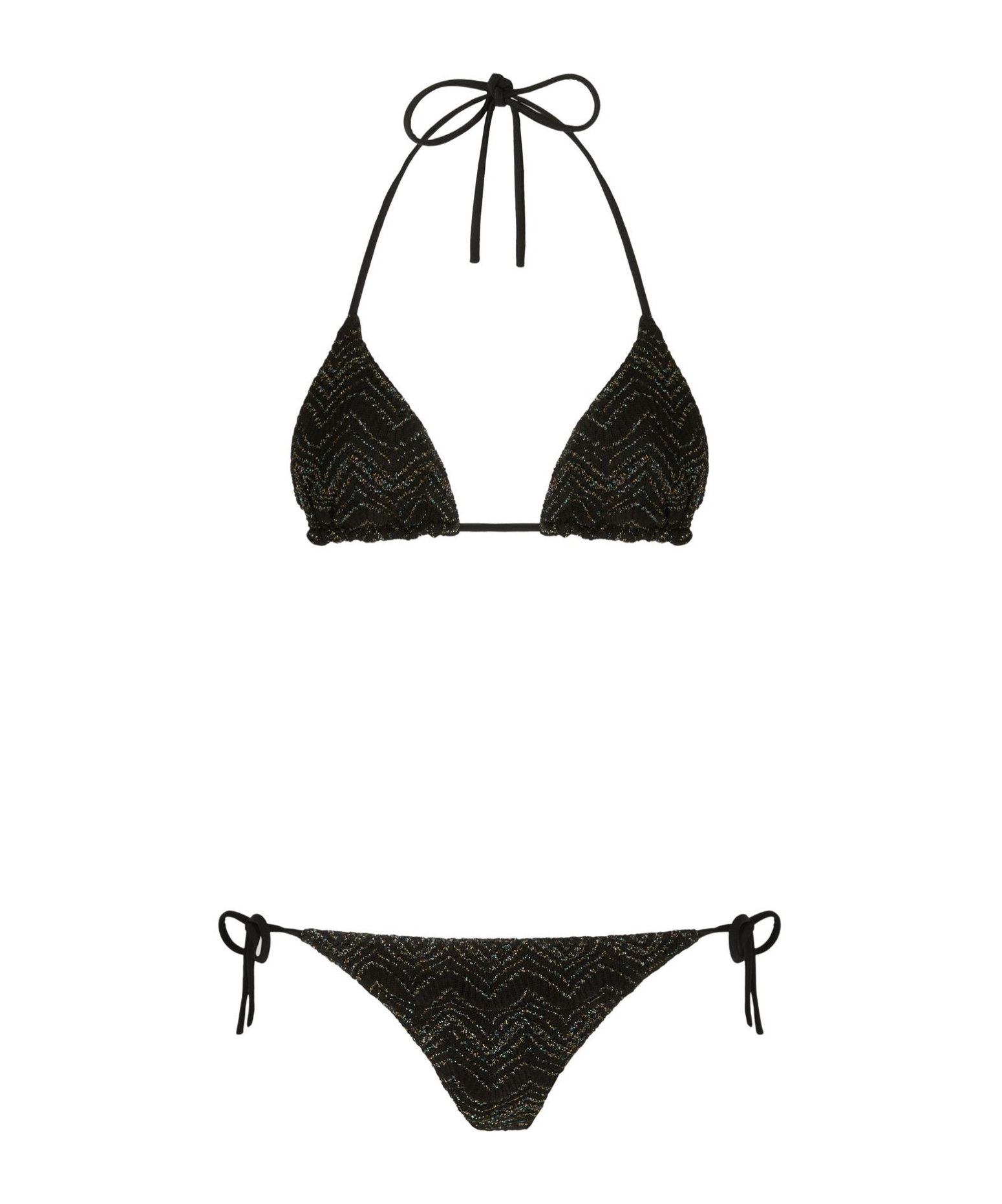 Missoni Zigzag-knit Bikini Set In Black