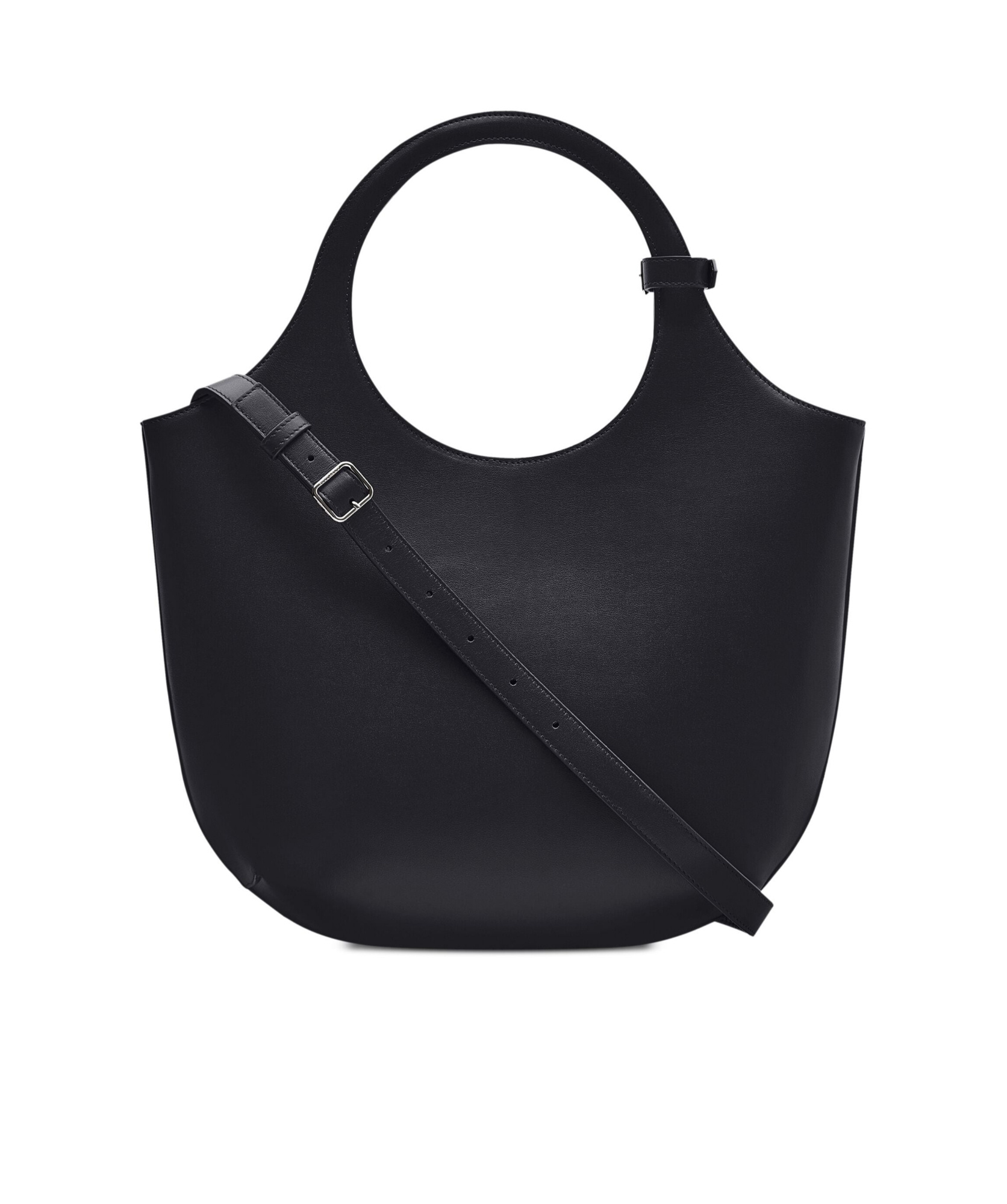 Shop Courrèges Holy Midi Leather Bag In Black