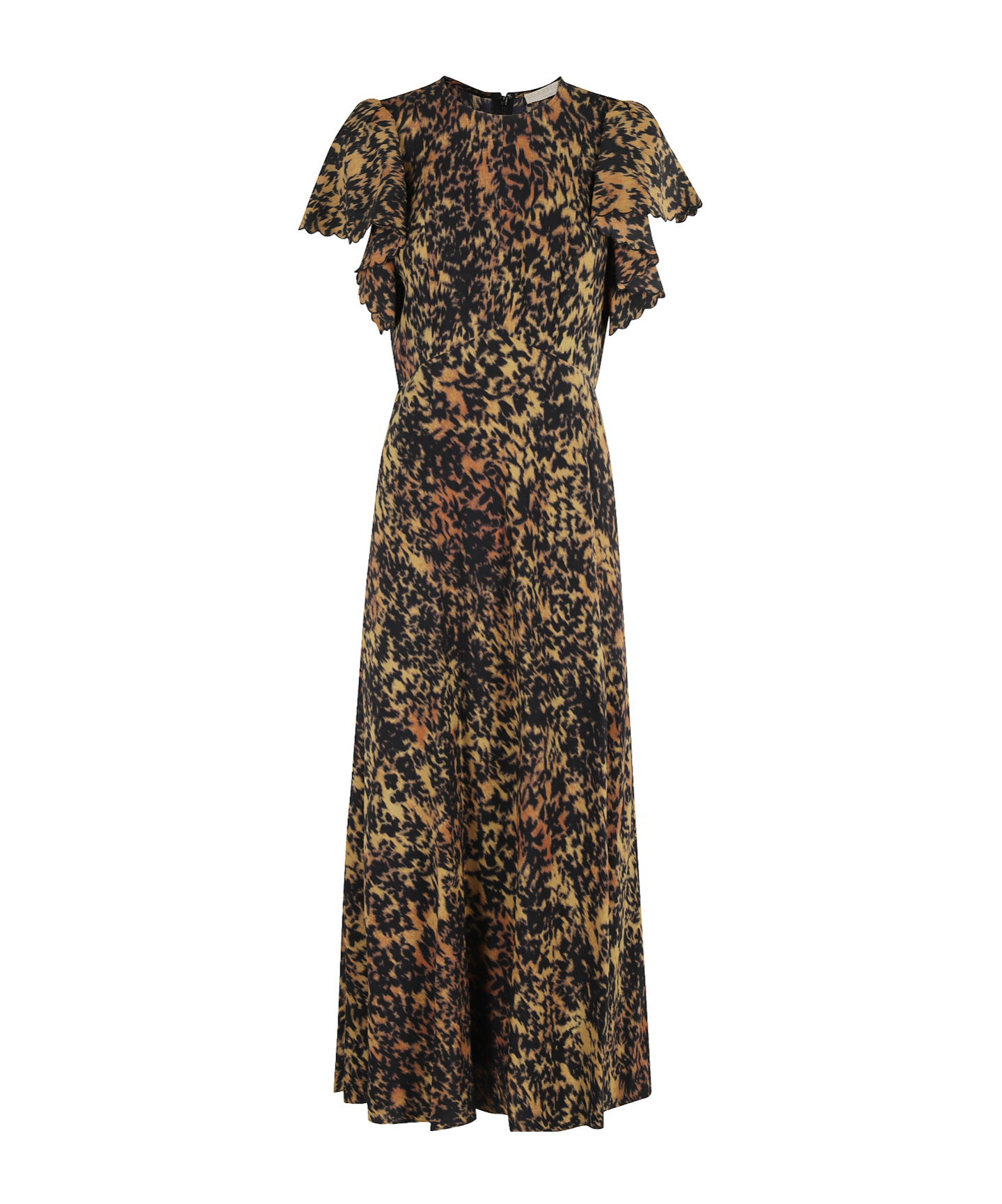 Ulla Johnson Blithe Flutter Ruffled Printed Crepe Midi Dress In Brown