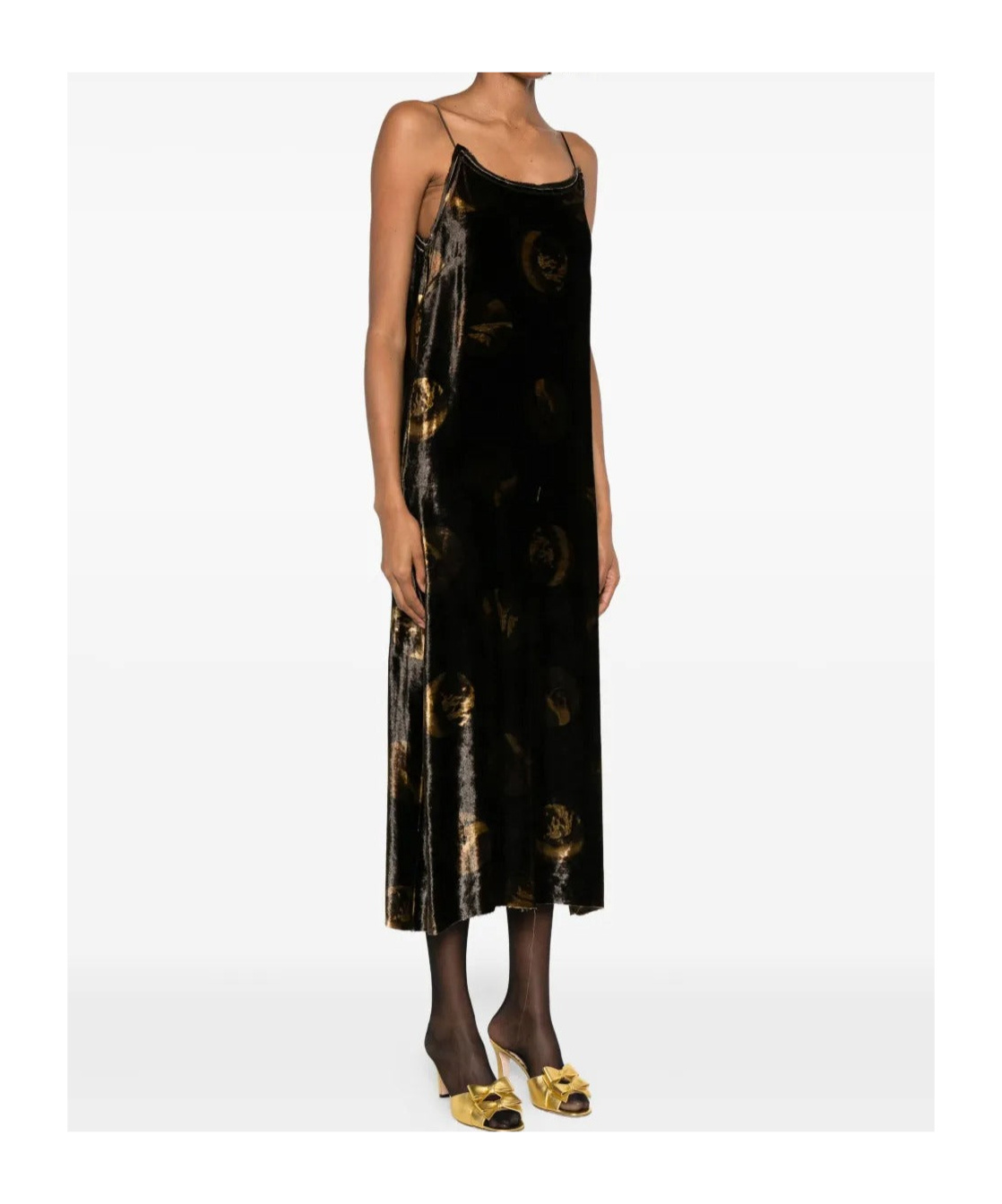 Uma Wang Abstract-pattern Midi Dress In Brown