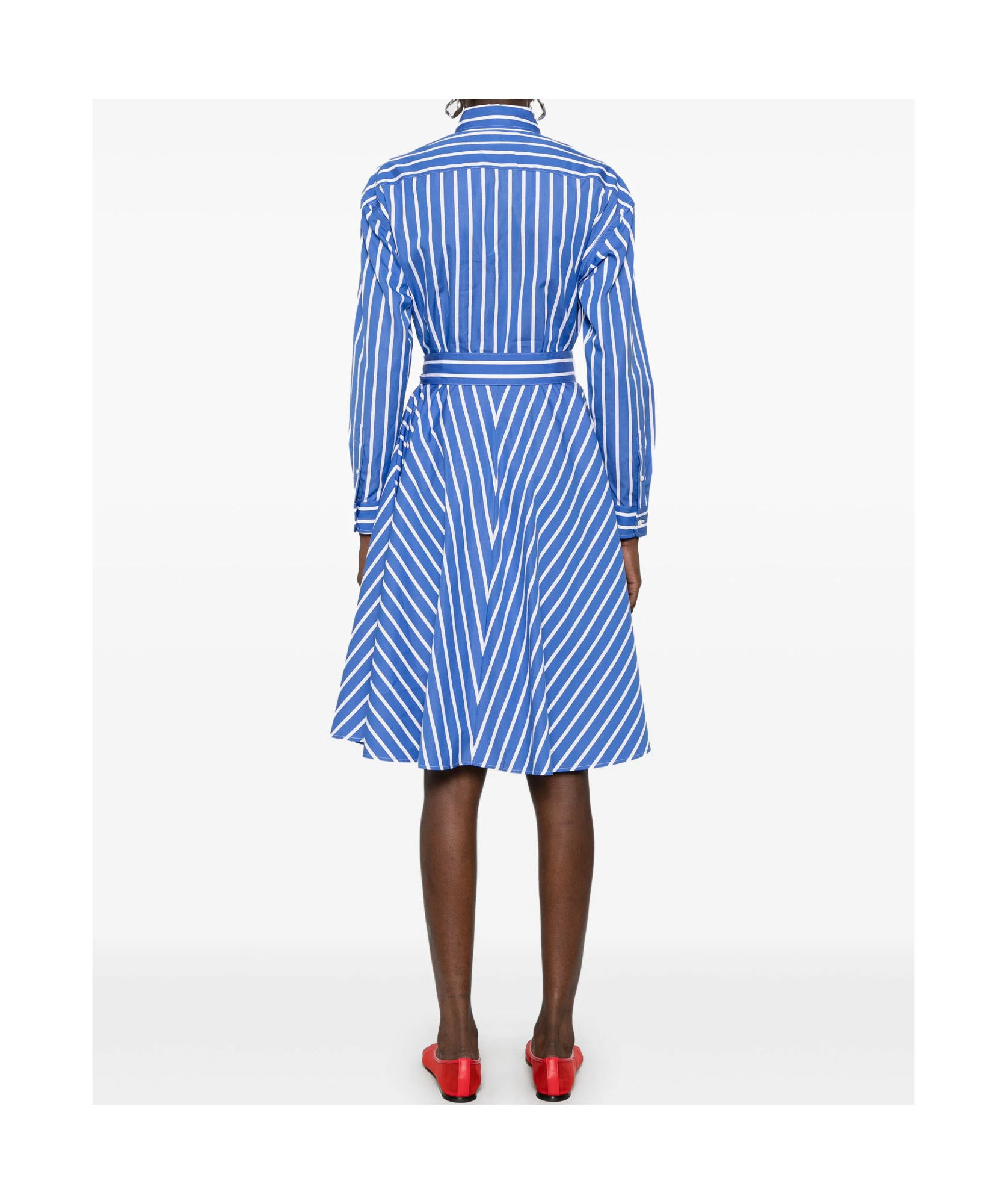 Polo Ralph Lauren Embroidered Poplin Shirt Dress With Belted Waist In Blue