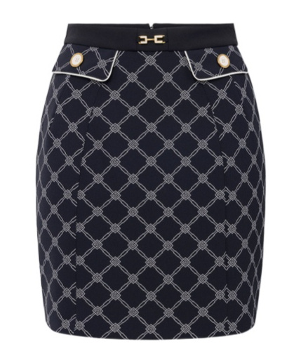 Elisabetta Franchi All-over Printed Mini Skirt In Black