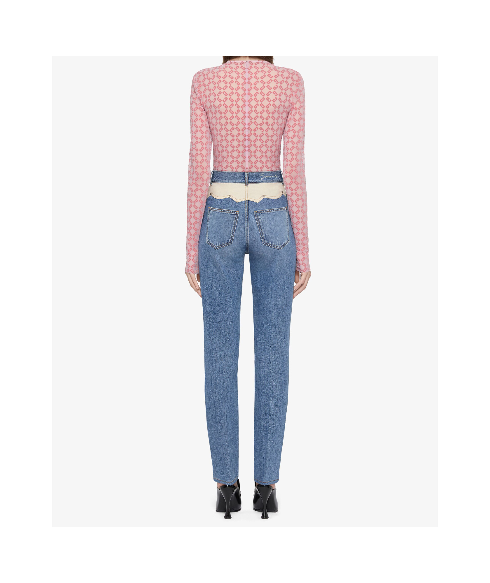 Givenchy Monogram 72 Mesh Fitted Bodysuit In Pink