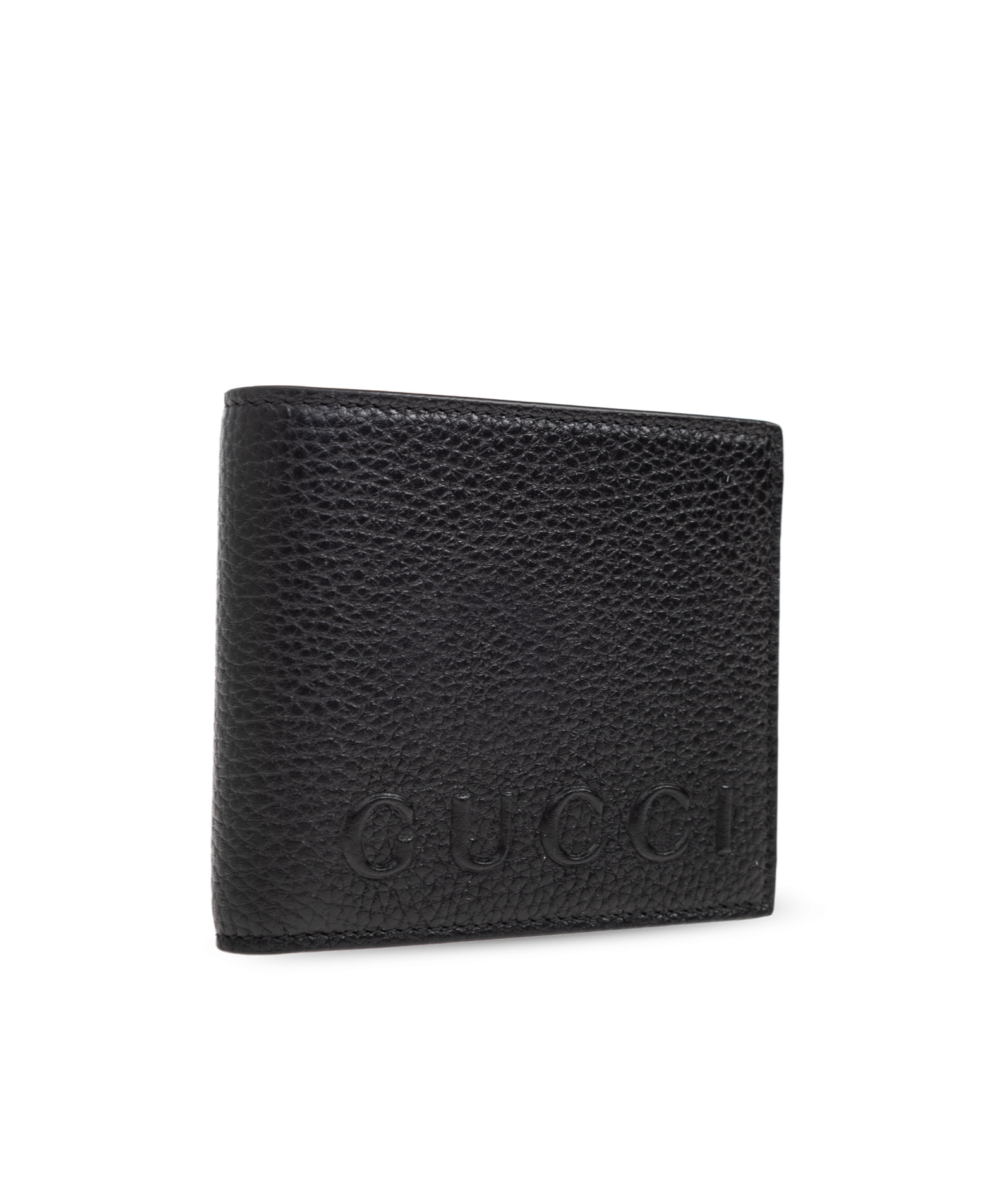 Gucci Black Bi-fold Wallet In Grained Leather Men In Black