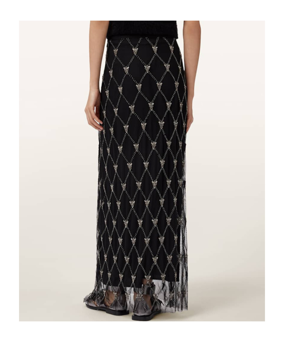 Allsaints Ilka Embellished Skirt In Black