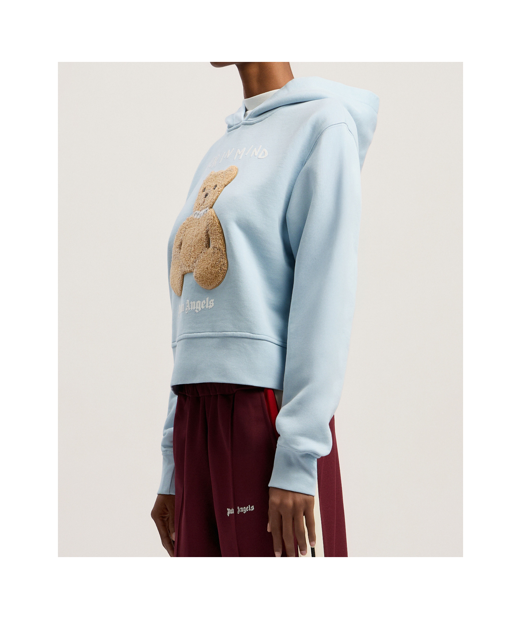 Palm Angels Teddy Bear Motif Hoodie In Blue