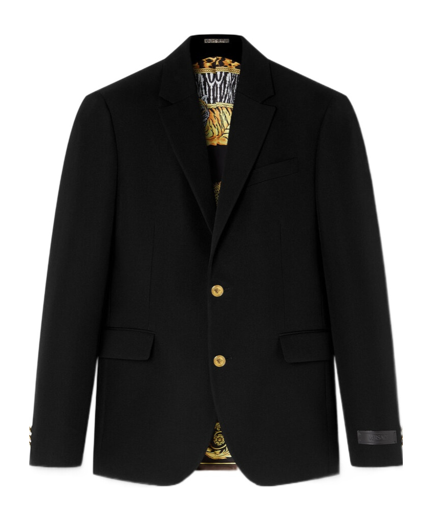 Versace Tailored Single Breasted Blazer With Notched Lapels In Black