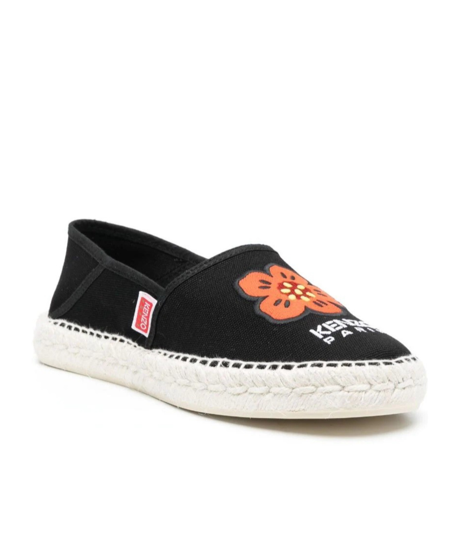 Kenzo Canvas Espadrilles With Logo Embroidery In Black