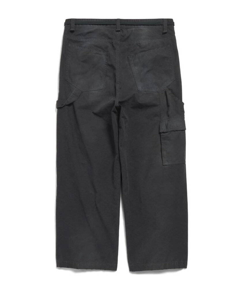 Balenciaga Cotton Cropped Cargo Trousers In Black