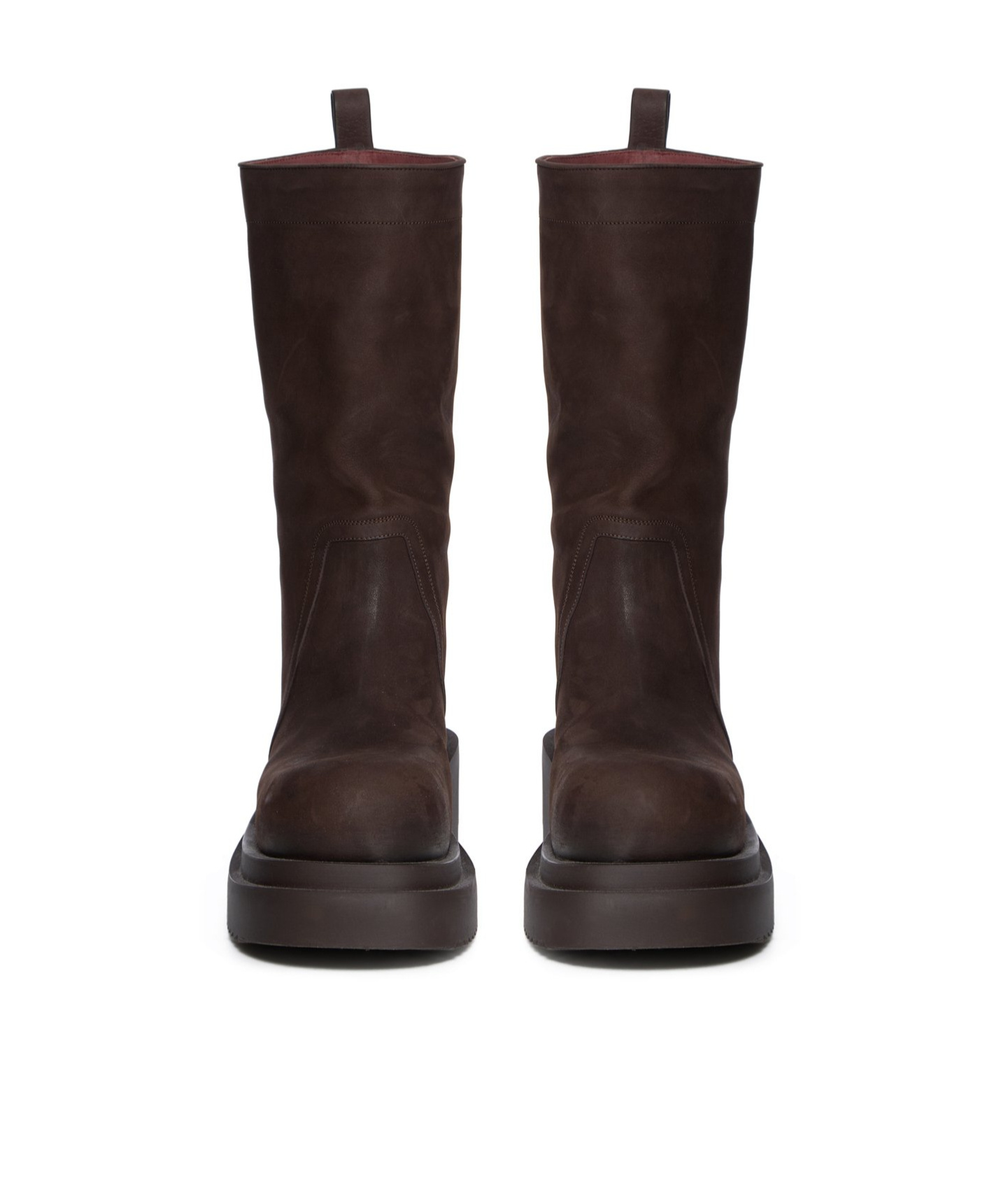 Rick Owens Round Toe Boots In Brown