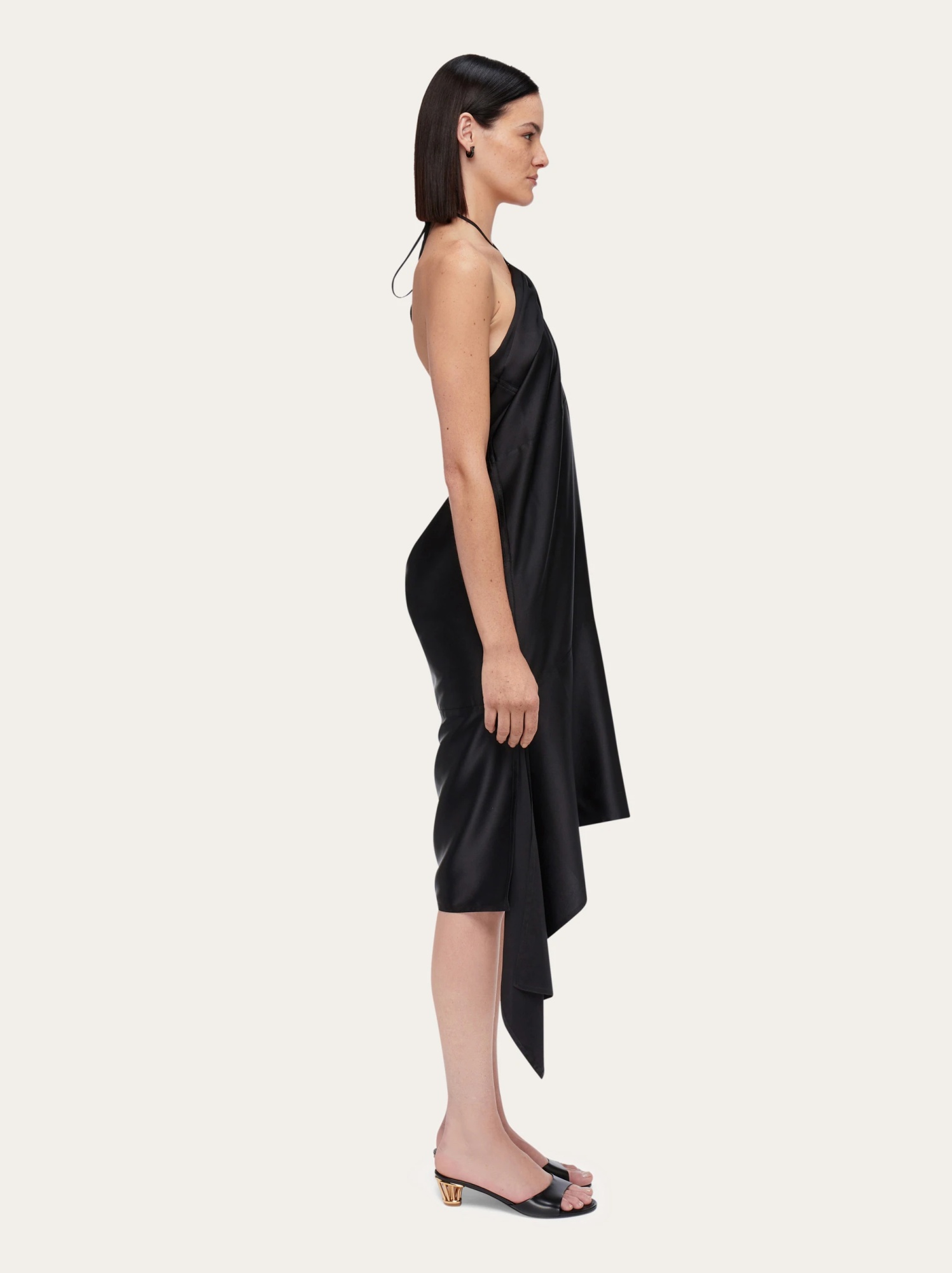 Ferragamo Asymmetrical Dress In Black