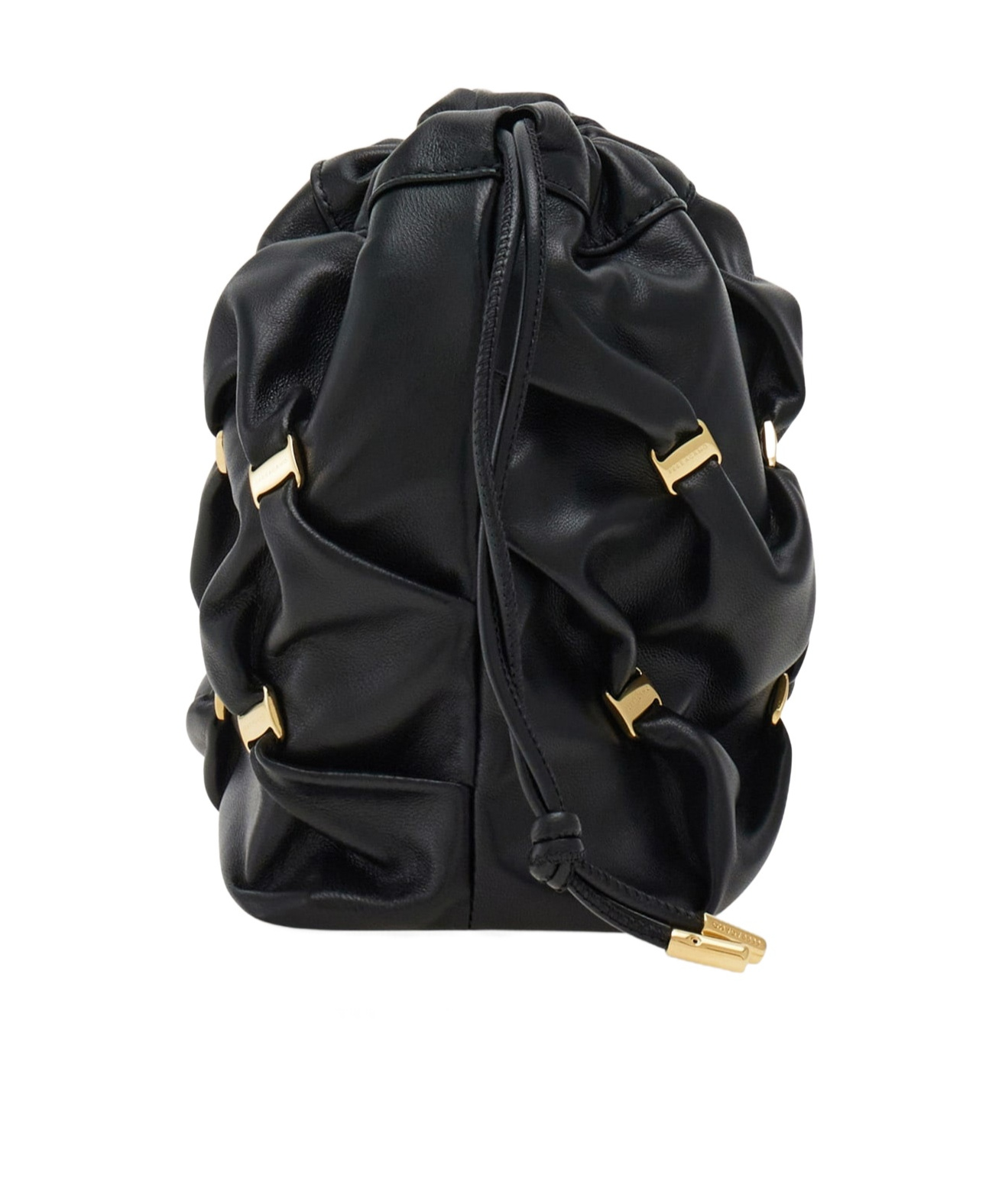 FERRAGAMO FERRAGAMO LOGO PLAQUE MINI DRAWSTRING BUCKET BAG