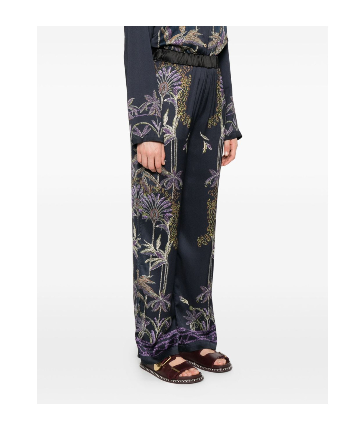 Forte Forte Floral-embroidered Trousers In Black