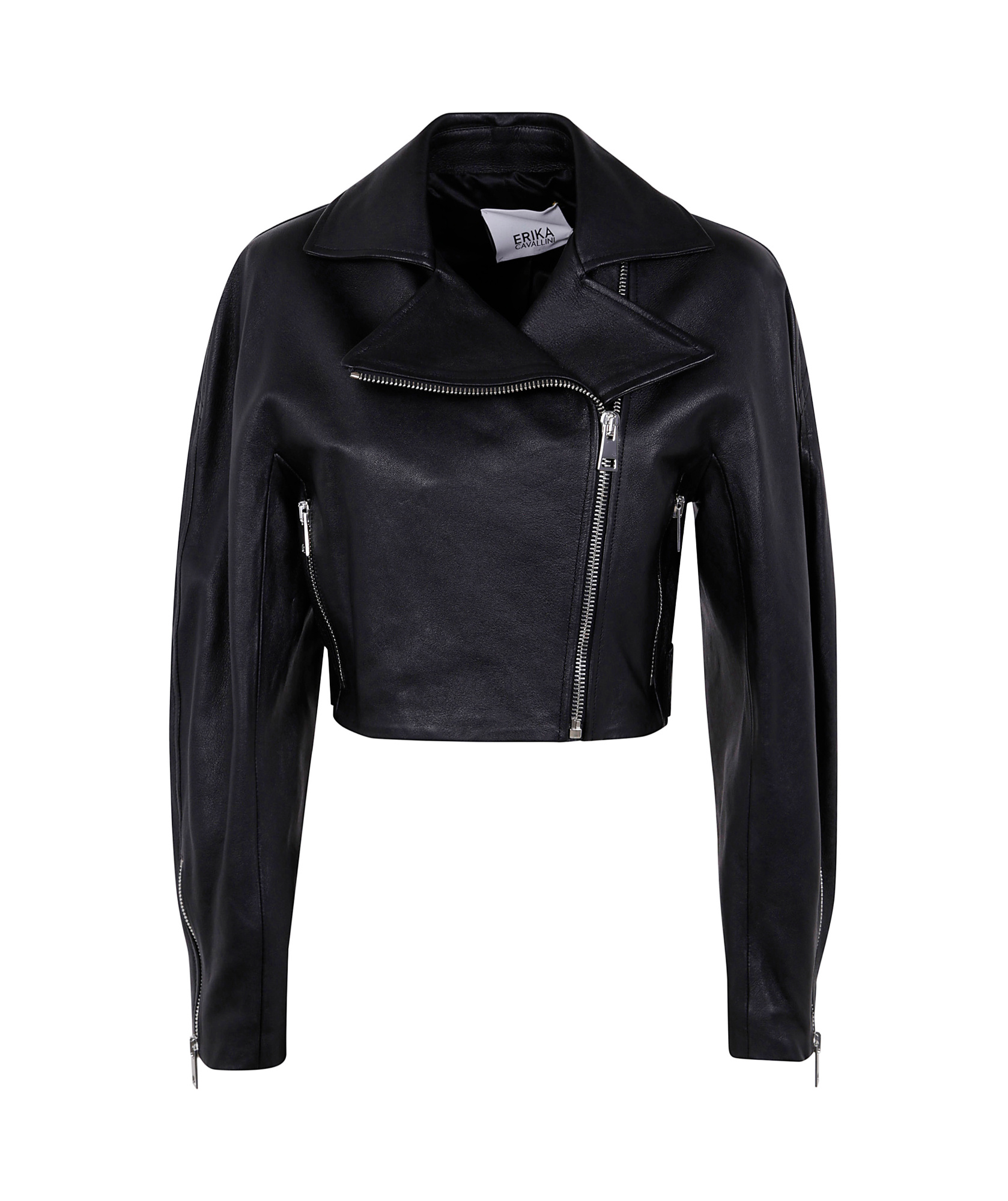 Erika Cavallini Cristal Leather Jacket In Black