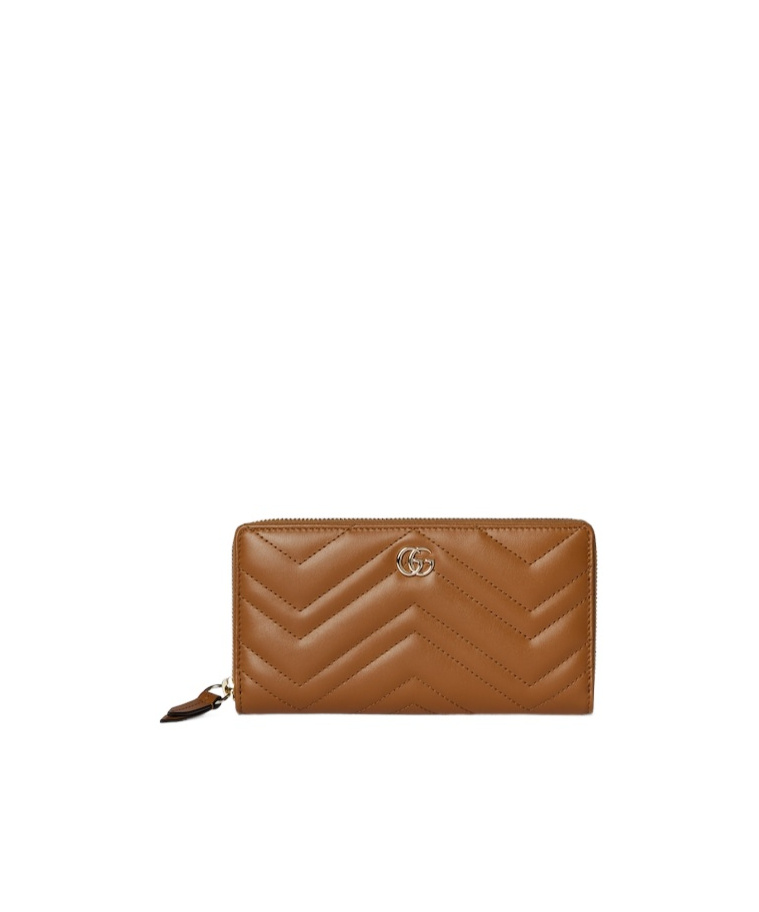 Gucci Gg Marmont Zip Around Wallet In Brown