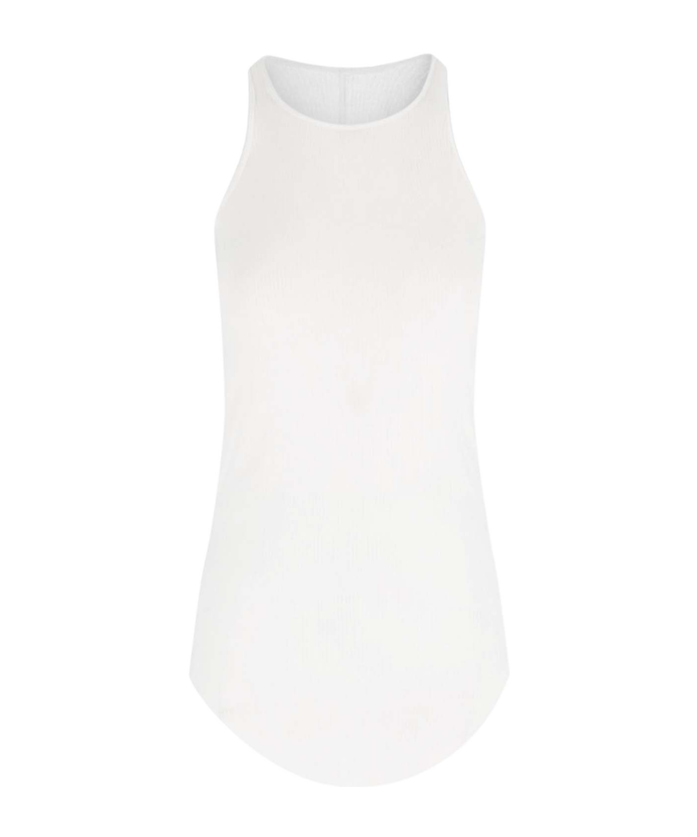 Rick Owens Top With Curved Hem And Ribbed Sleeves In White