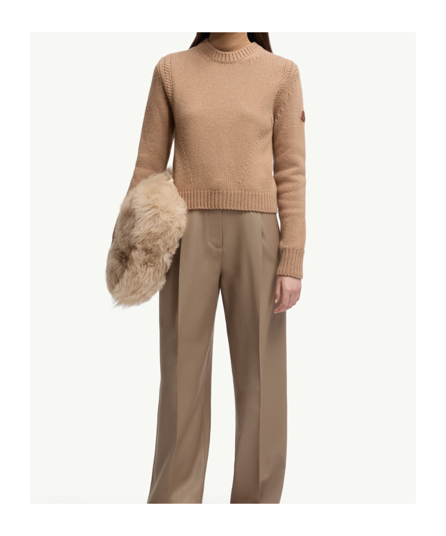 Moncler Ribbed-knit Jumper In Brown
