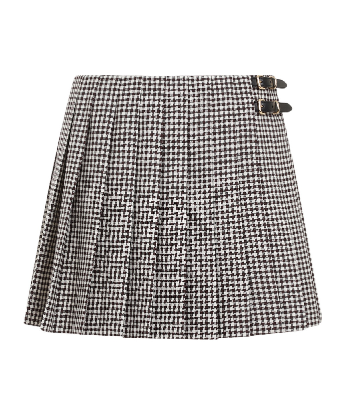 Miu Miu Checked Pleated Miniskirt In Gray