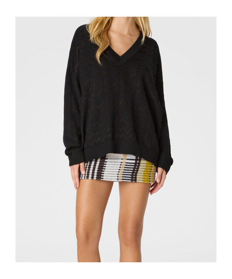 Missoni Oversize-pullover Mit V-ausschnitt Und Chevronmuster In Black