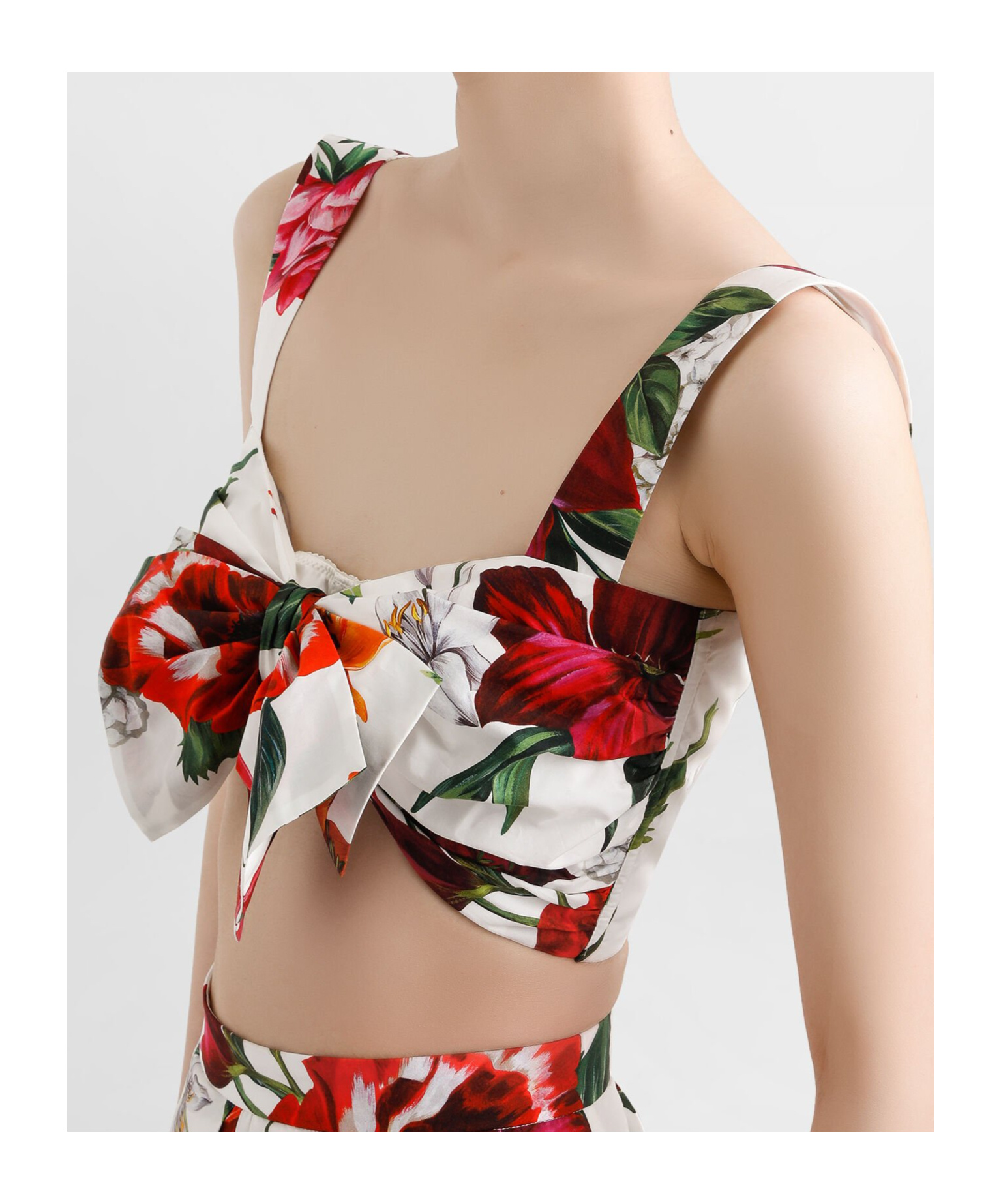 Dolce & Gabbana Floral-print Crop Top In Neutral
