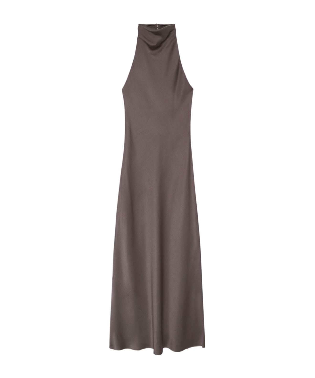 Shop Anine Bing Eliana Halterneck Open-back Satin Dress In Black