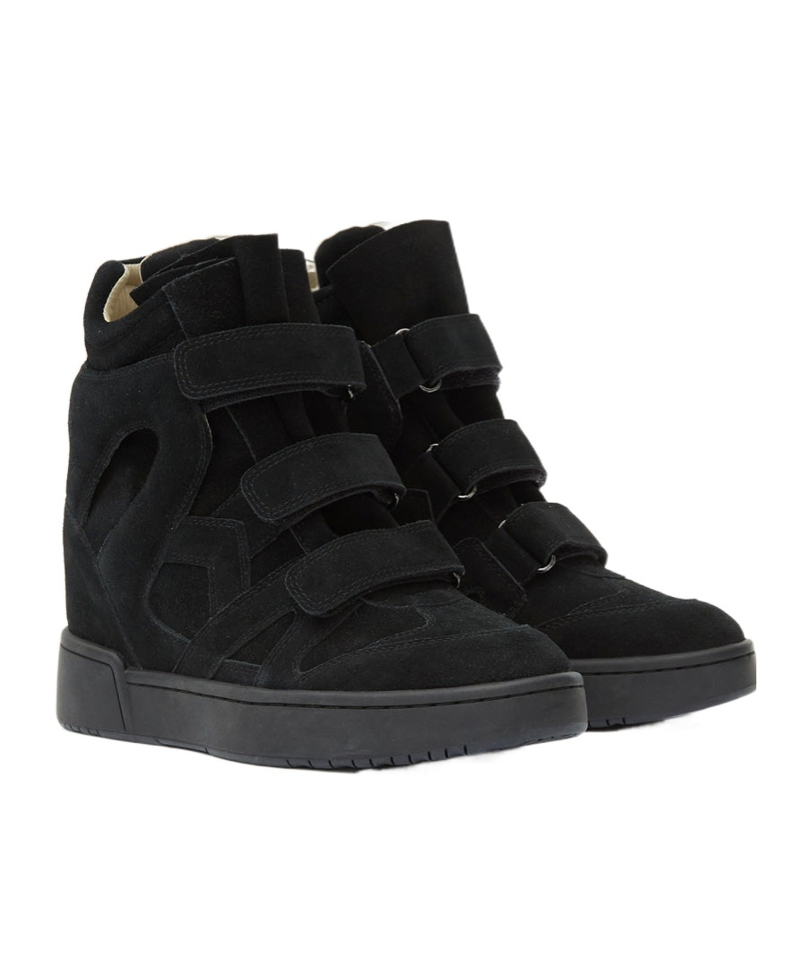 Isabel Marant Women Black Wedge With Insert Design And High Heel Sneaker In Leather Woman