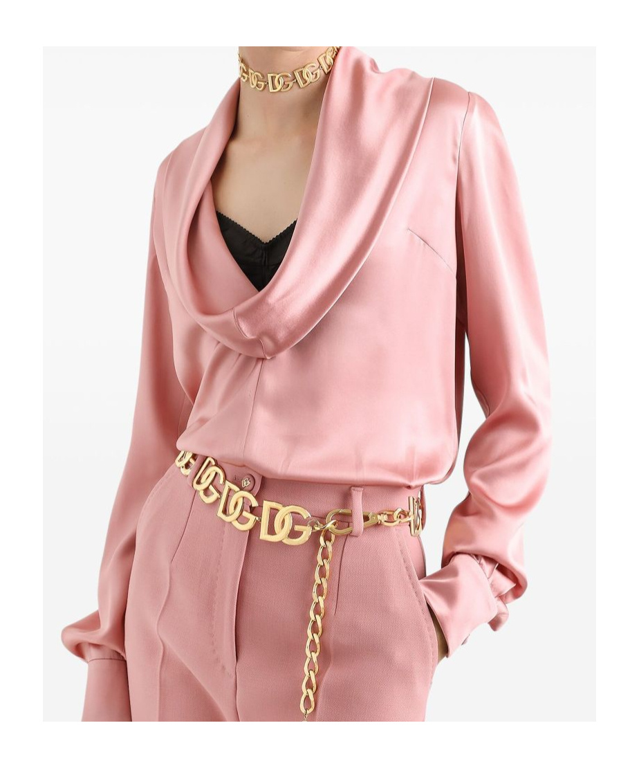 Shop Dolce & Gabbana Cowl-neck Blouse In Pink