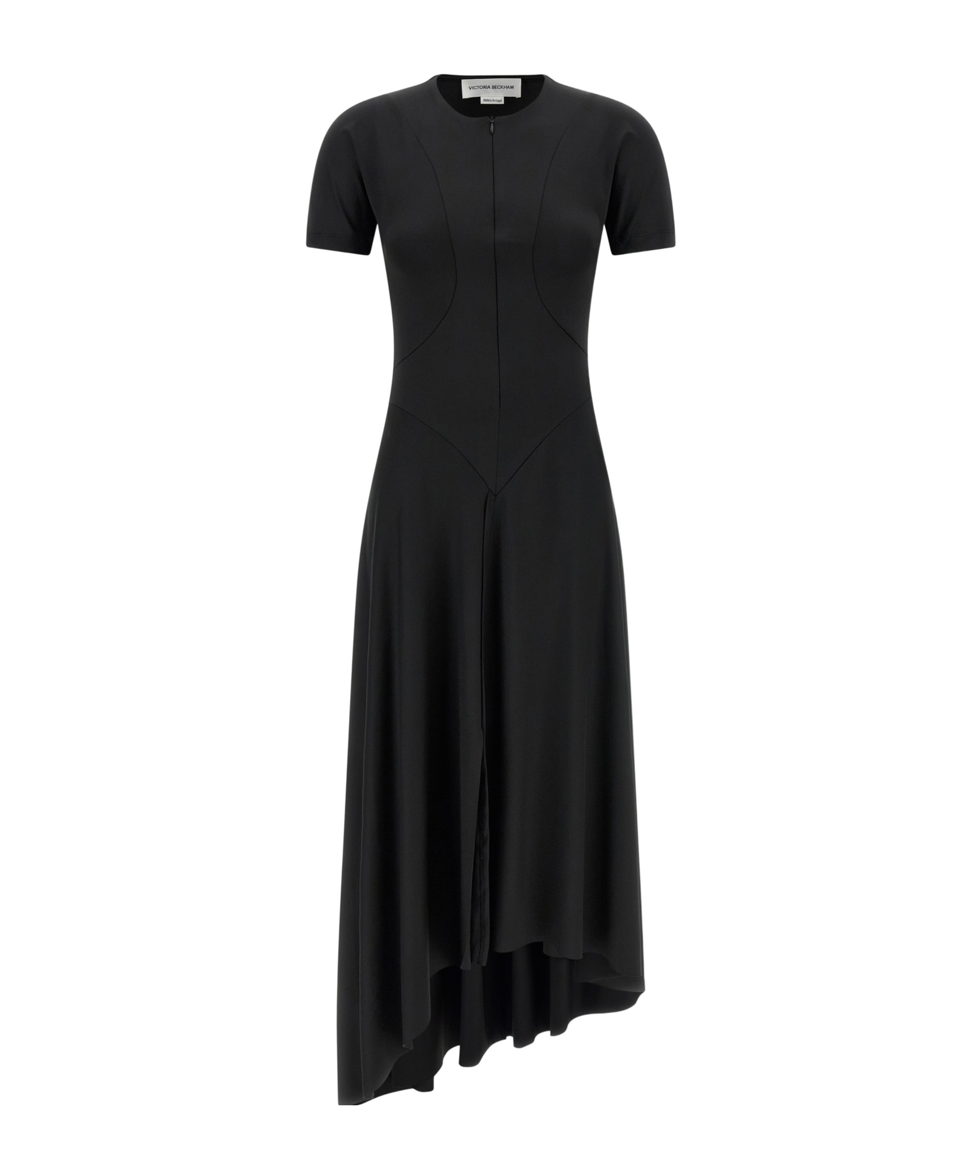 Victoria Beckham Asymmetric-hem Midi Dress In Black