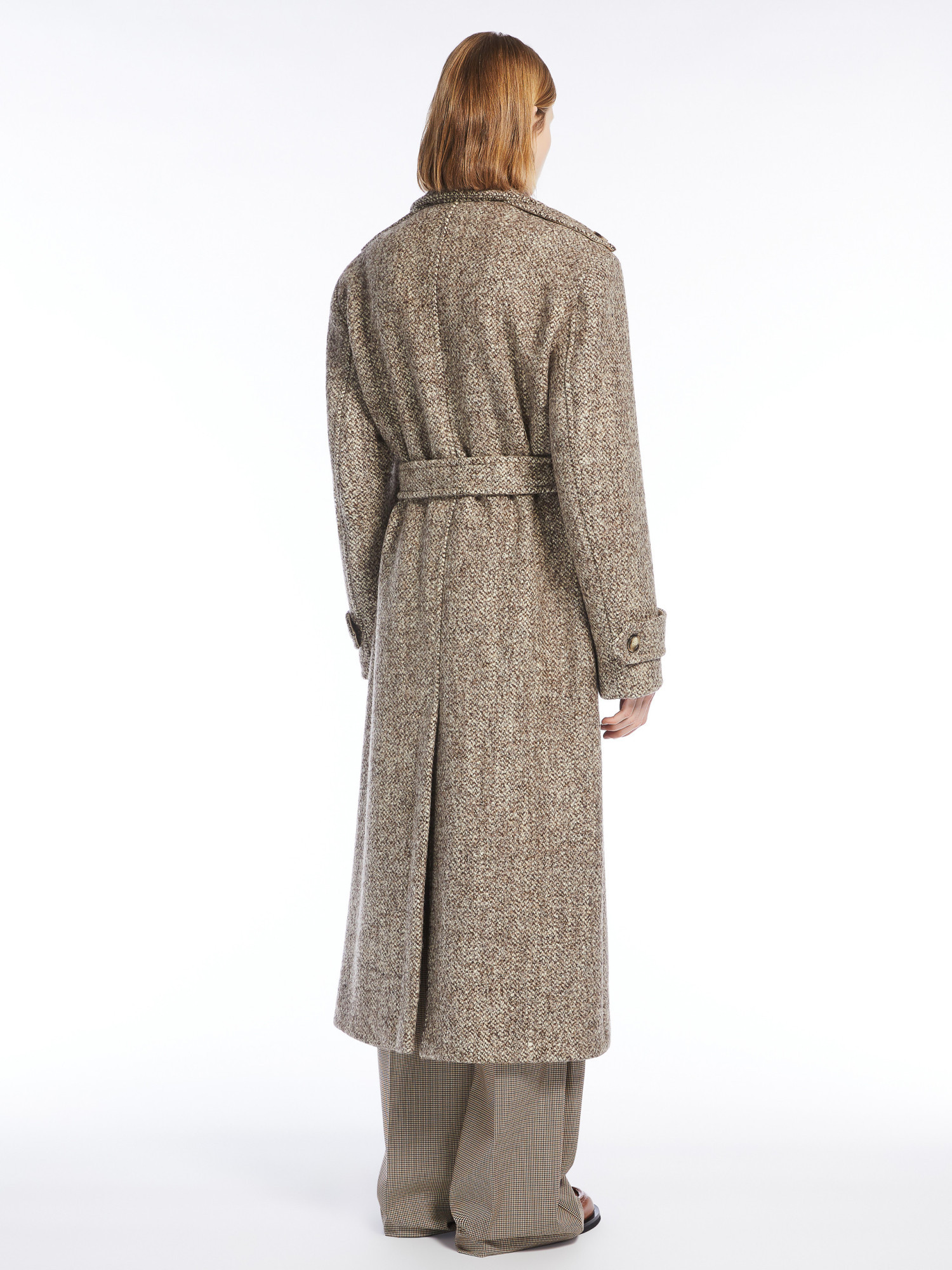 Sportmax Melange Brown Wool Blend Denaro Coat In Gray