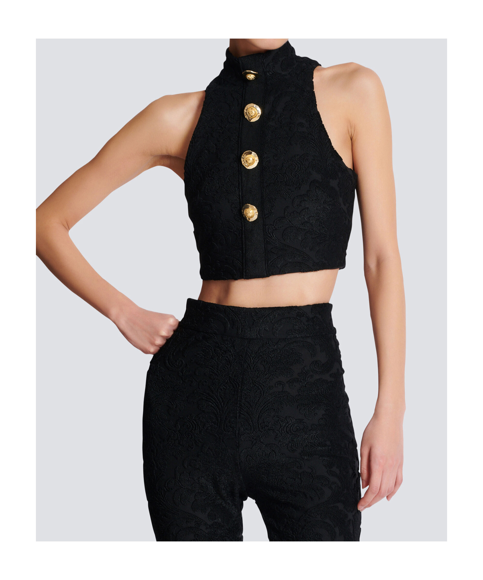 Balmain Baroque-pattern Buttoned Top