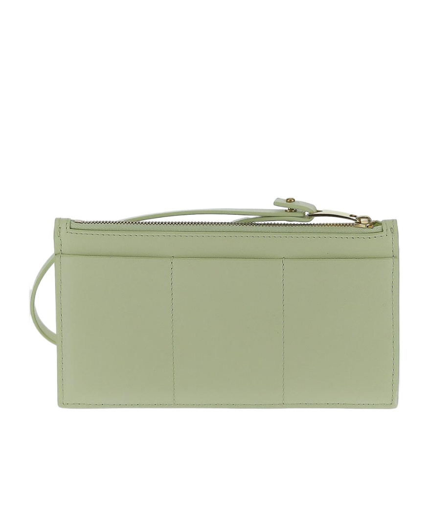 Shop Bottega Veneta Maxi Intrecciato Leather Zipped Pouch In Green