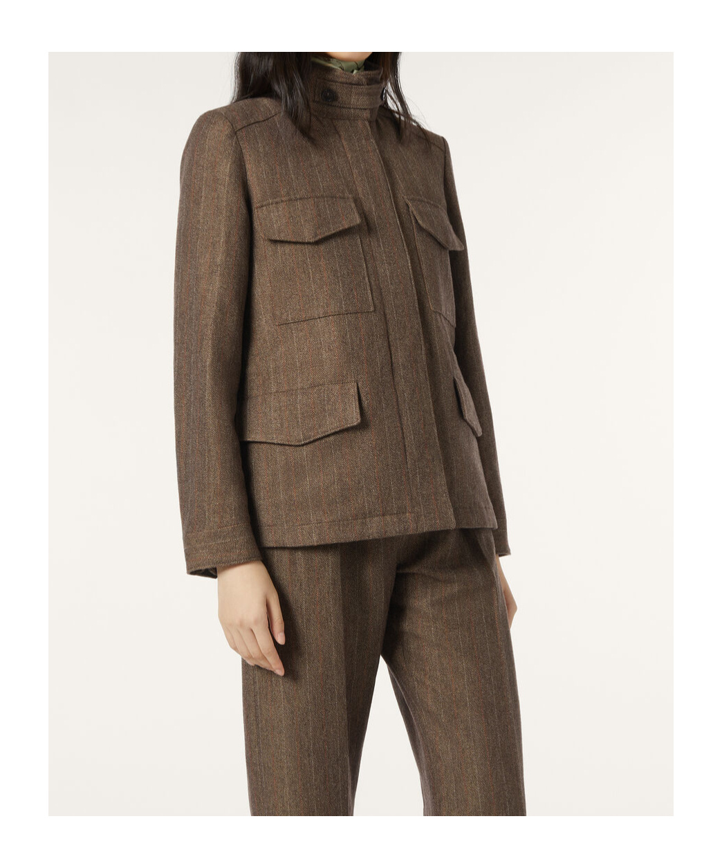 Loro Piana Windmate Zippered Casual Jacket In Green Brown Mouliné