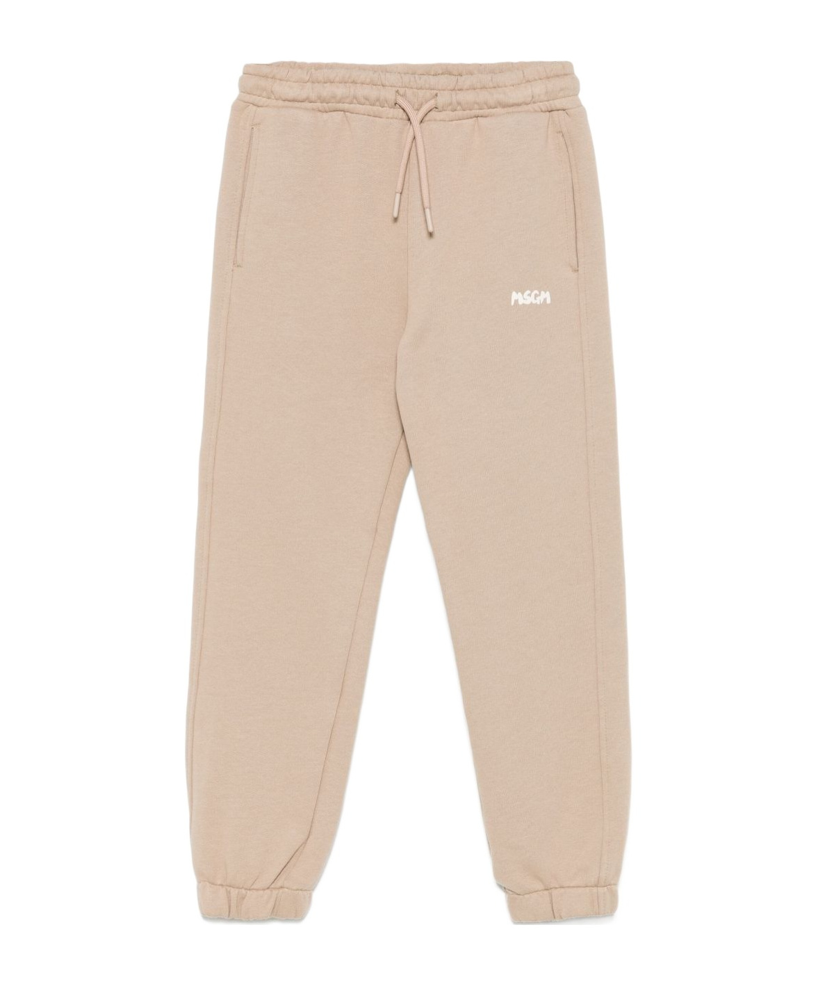 Msgm Kids Logo Joggers In Nude